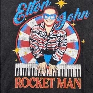 Elton John Graphic T-Shirt with Rhinestones!